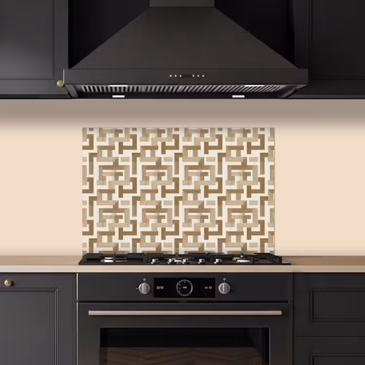 Kitchen splashback for hob - Geometric - Retro - Brown — 5