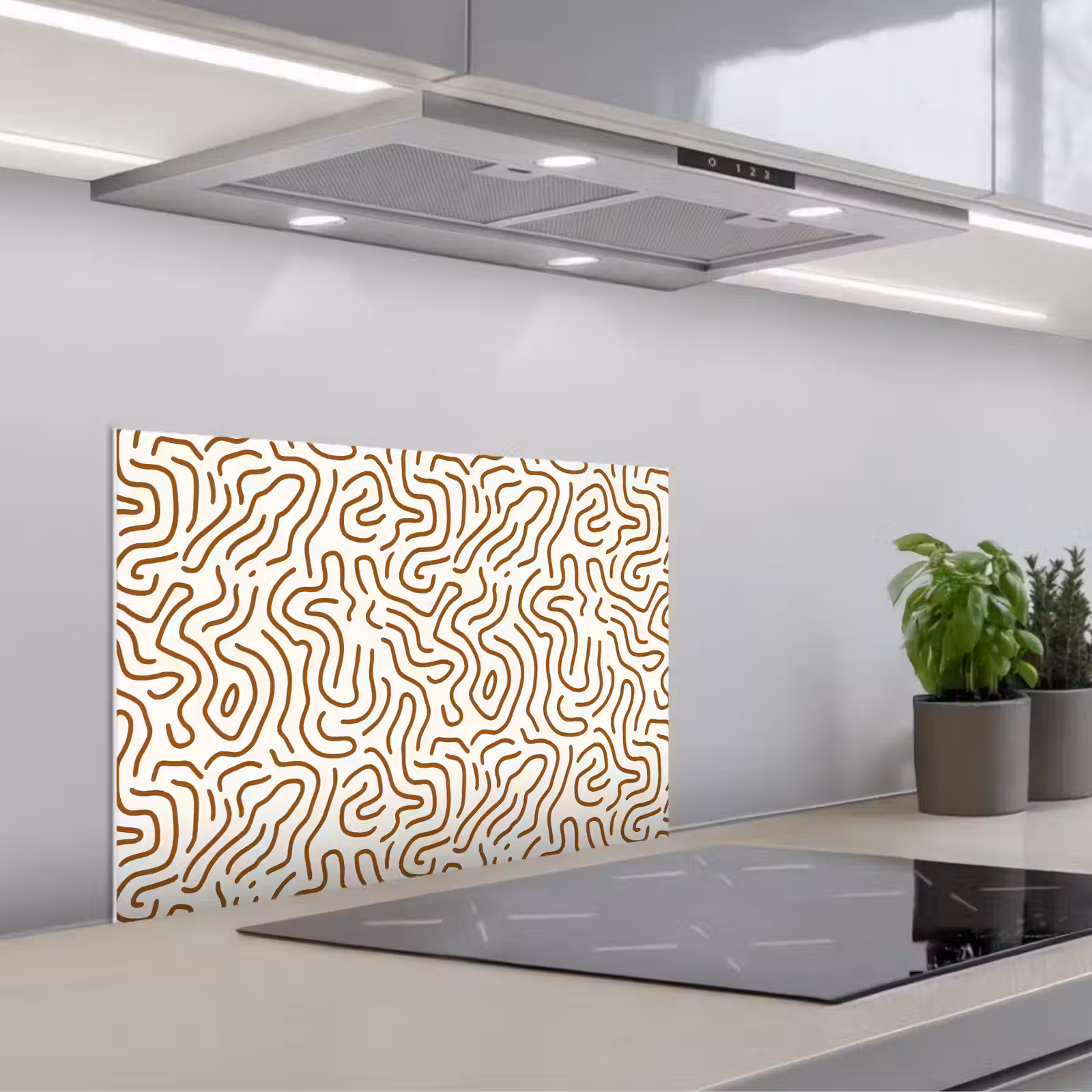 Kitchen splashback for hob - Minimalist - Pattern - Terracotta — 1