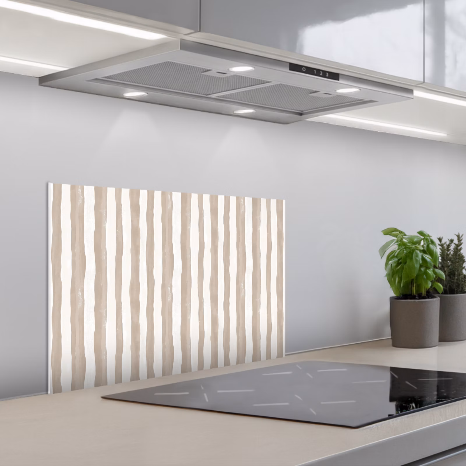 Kitchen splashback for hob - Minimalist - Stripes - Beige — 1
