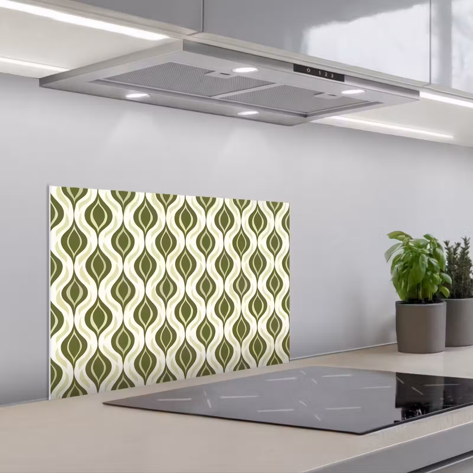 Kitchen splashback for hob - Pattern - Retro - Green — 1