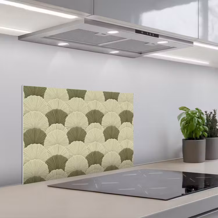 Kitchen splashback for hob - Leaves - Structure - Green — 1