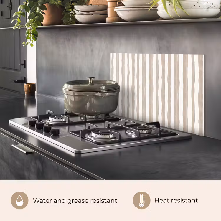 Kitchen splashback for hob - Minimalist - Stripes - Beige — 2