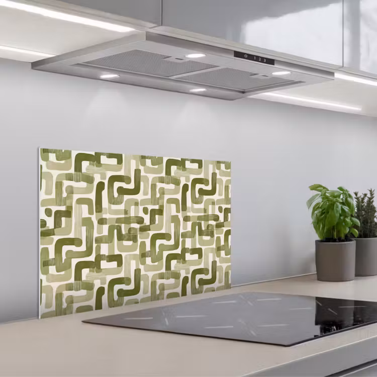 Kitchen splashback for hob - Modern - Graphic - Green — 1