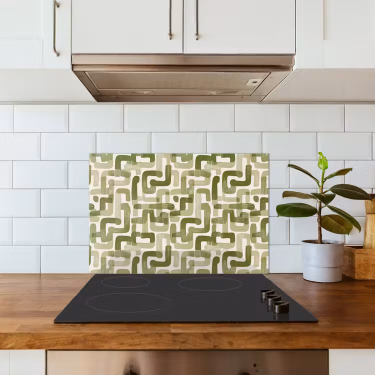 Kitchen splashback for hob - Modern - Graphic - Green — 3