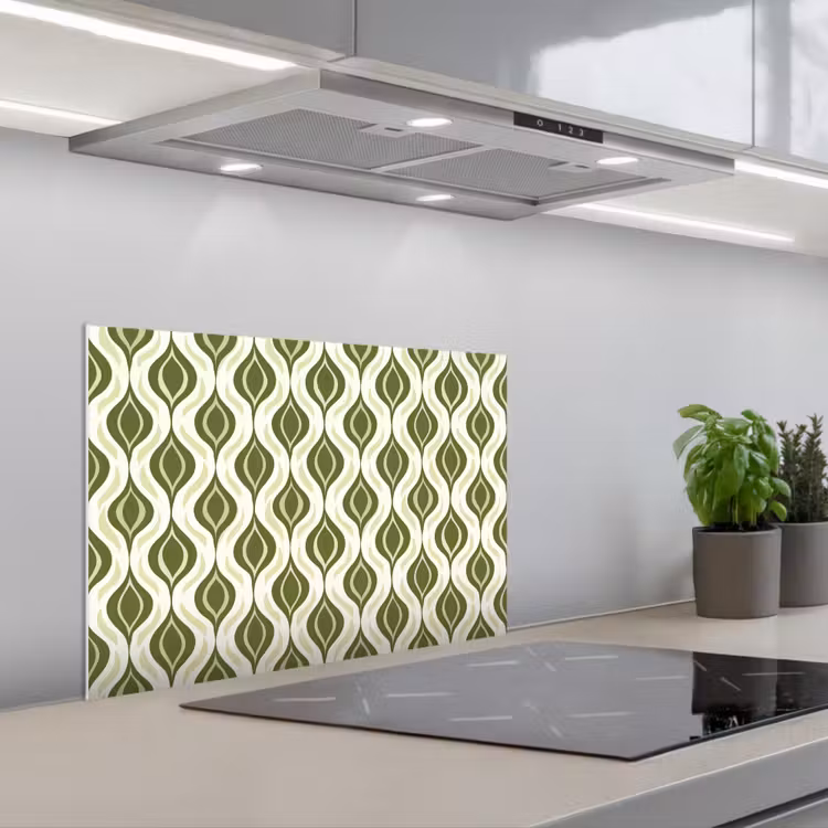 Kitchen splashback for hob - Pattern - Retro - Green — 1