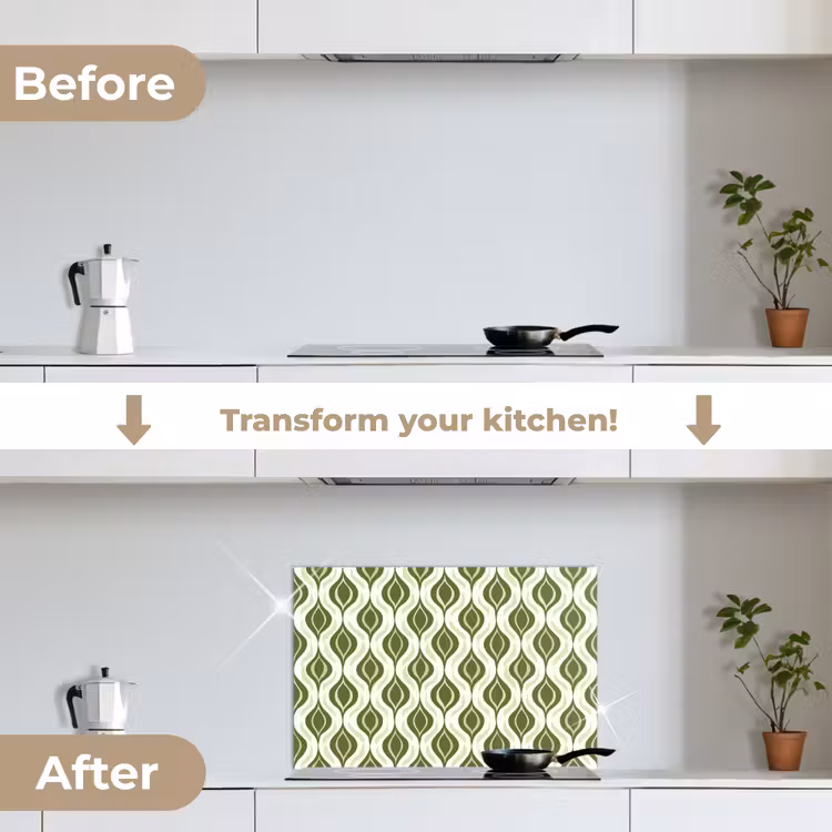 Kitchen splashback for hob - Pattern - Retro - Green — 7