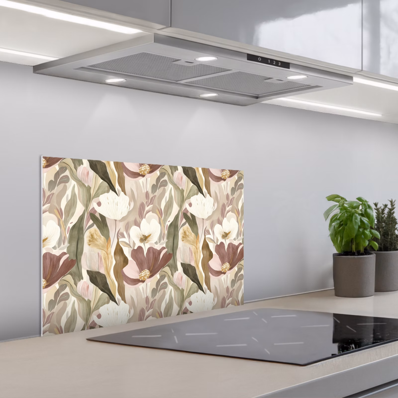 Kitchen splashback for hob - Flowers - Watercolor - Colorful — 1