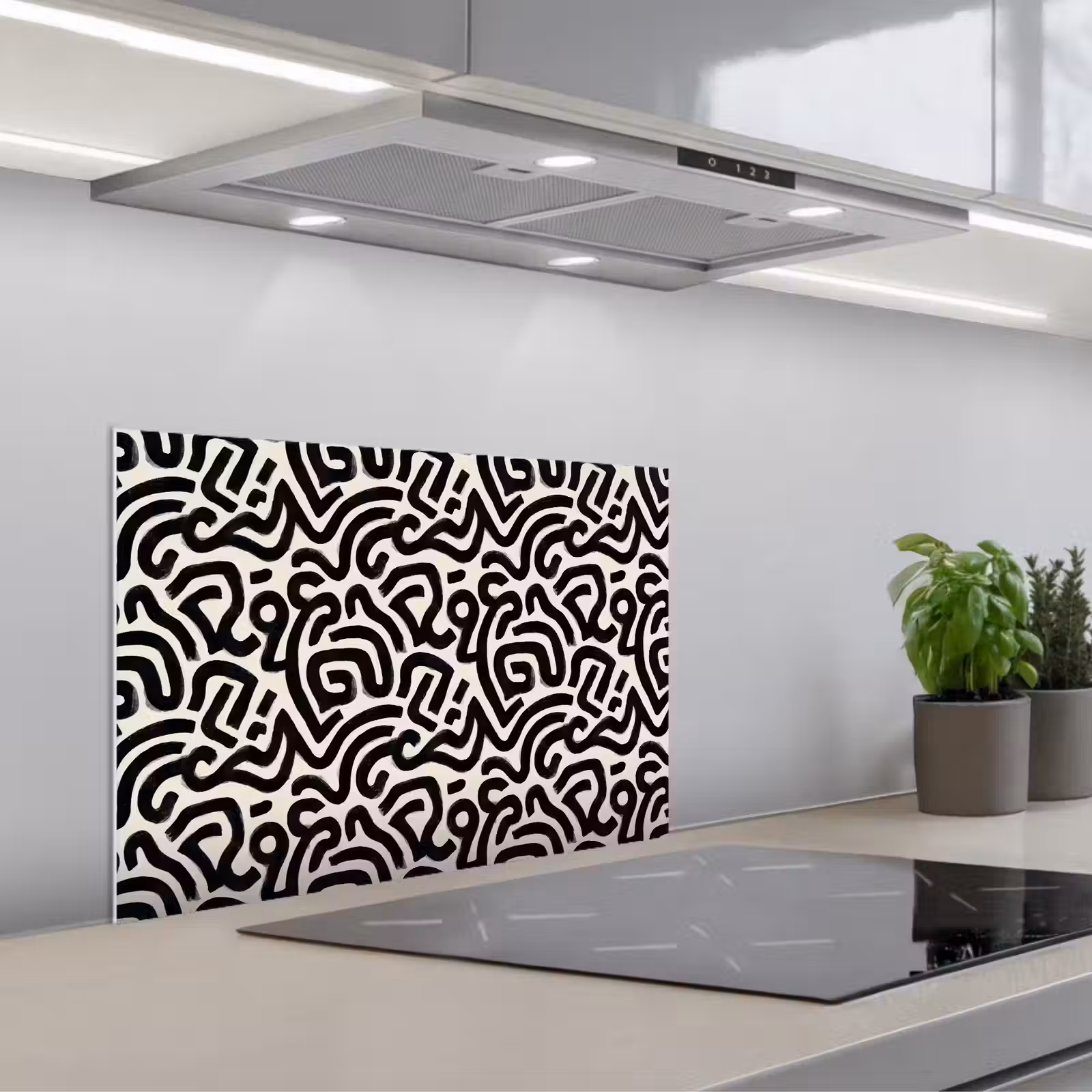 Kitchen splashback for hob - Modern - Abstract - Black — 1