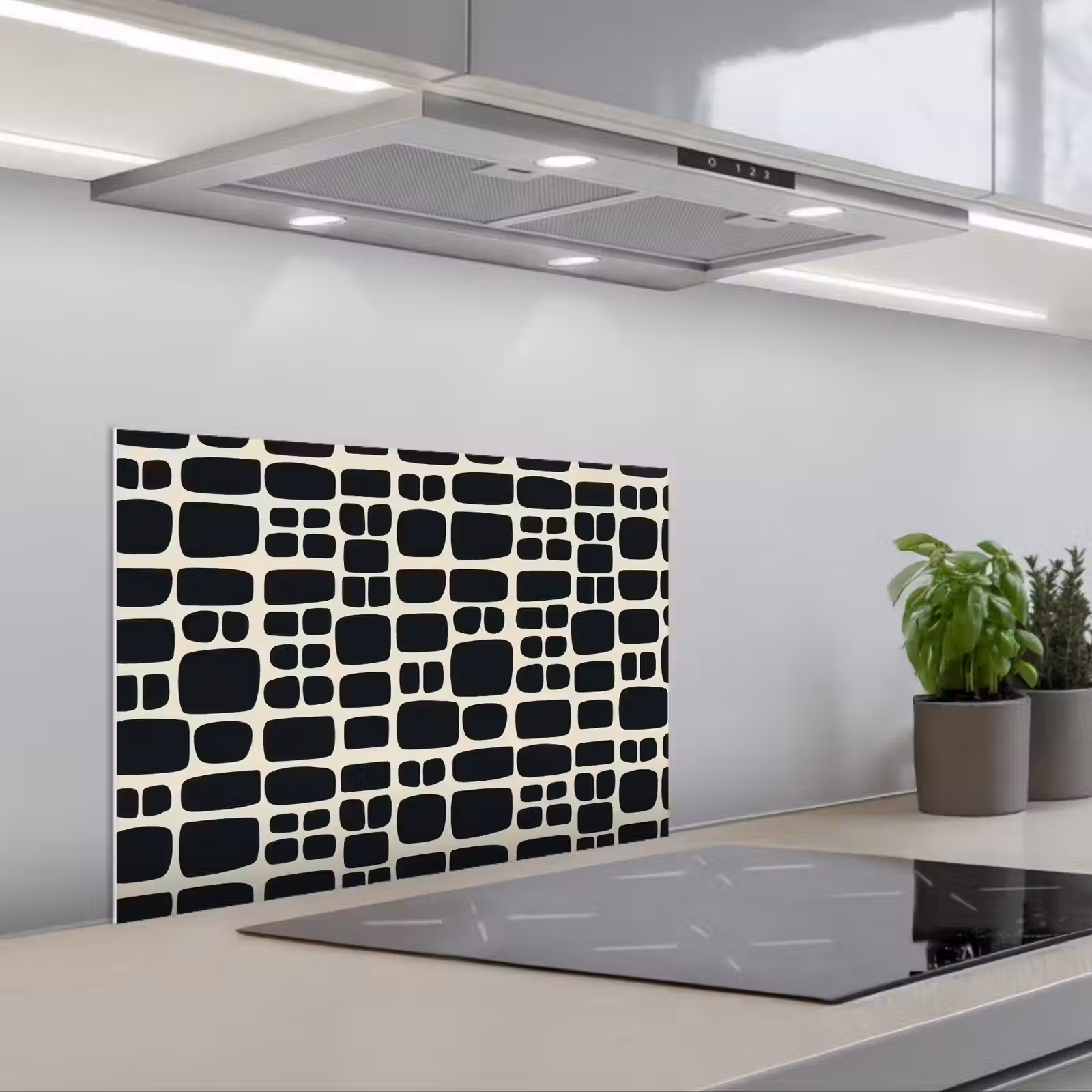 Kitchen splashback for hob - Modern - Organic - Black — 1