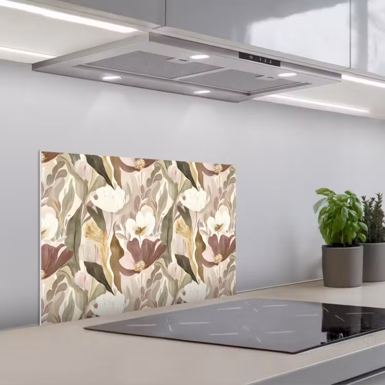 Kitchen splashback for hob - Flowers - Watercolor - Colorful — 1