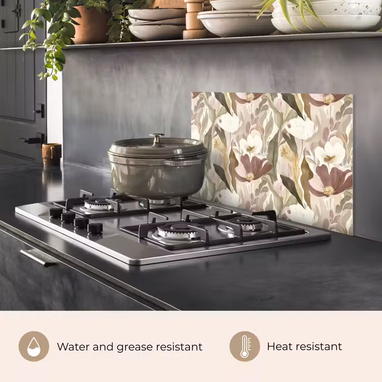 Kitchen splashback for hob - Flowers - Watercolor - Colorful — 2