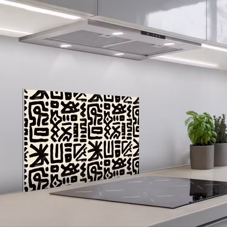 Kitchen splashback for hob - Geometric - Figures - Black — 1
