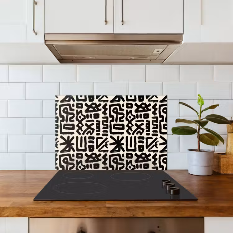 Kitchen splashback for hob - Geometric - Figures - Black — 3