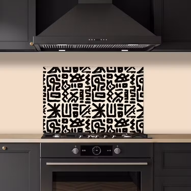 Kitchen splashback for hob - Geometric - Figures - Black — 5