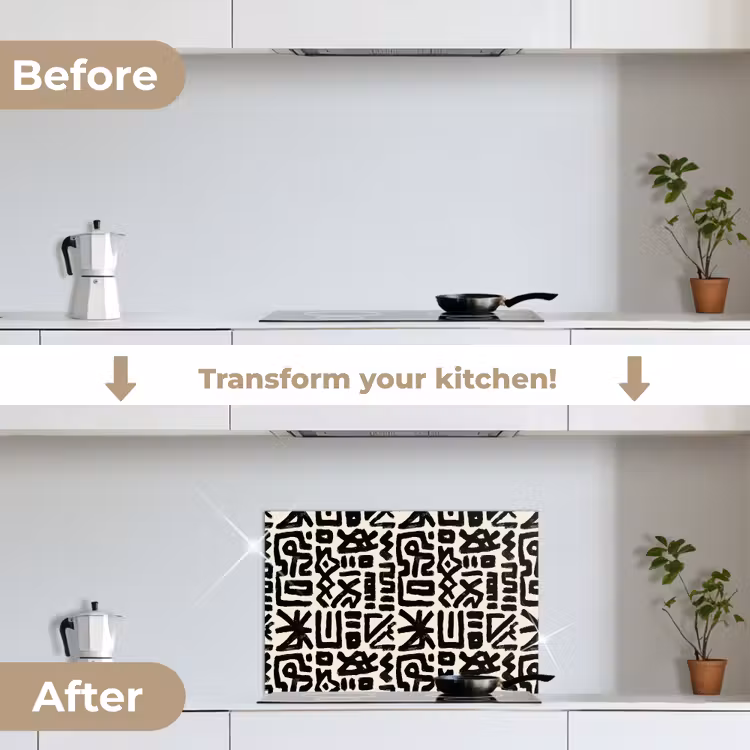 Kitchen splashback for hob - Geometric - Figures - Black — 7