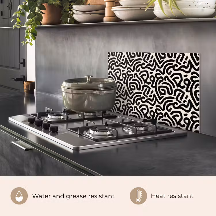 Kitchen splashback for hob - Modern - Abstract - Black — 2