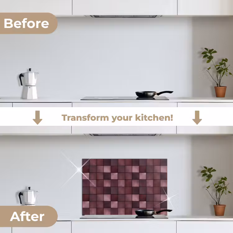 Kitchen splashback for hob - Square - Tile - Pattern - Purple — 7