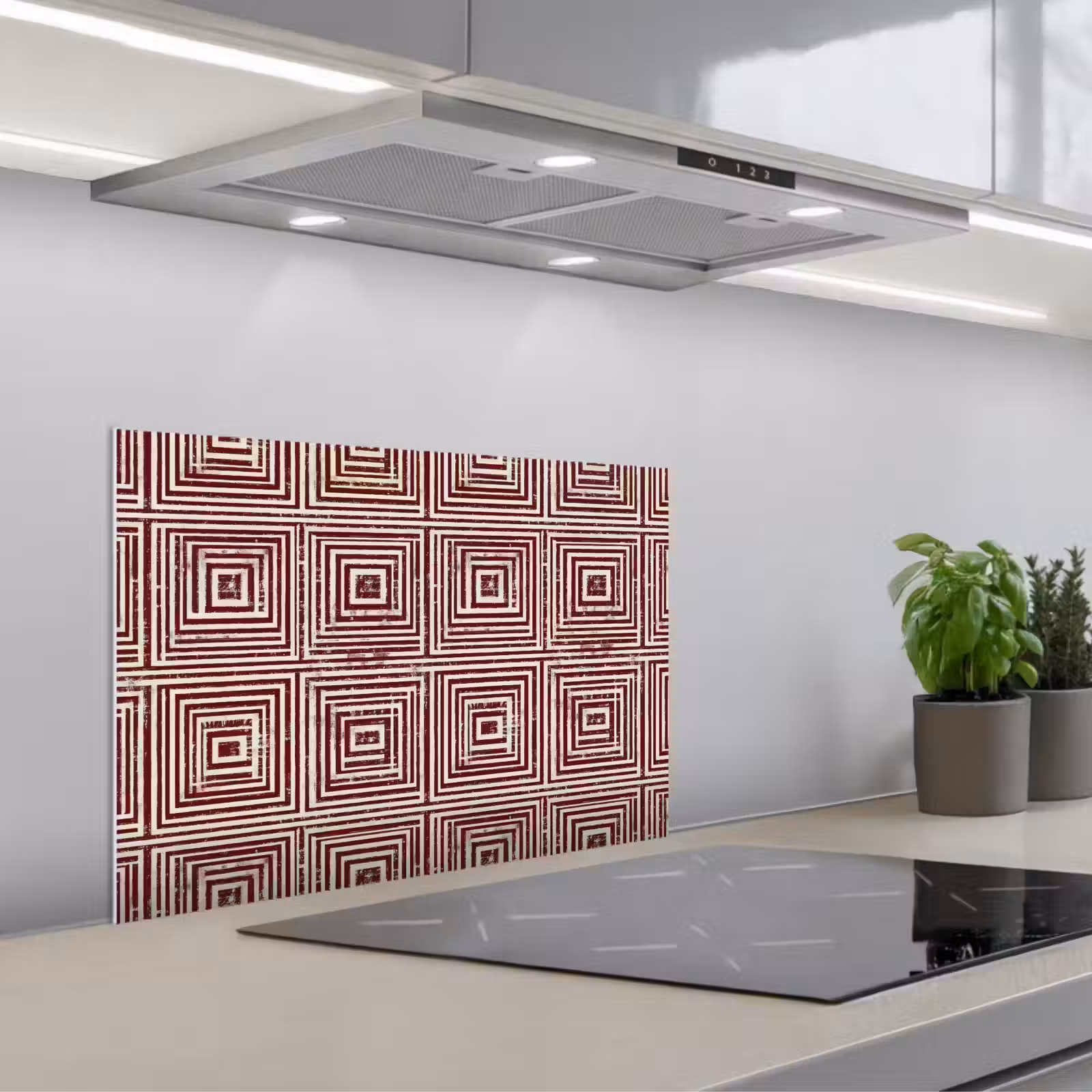 Kitchen splashback for hob - Geometric - Pattern - Red — 1