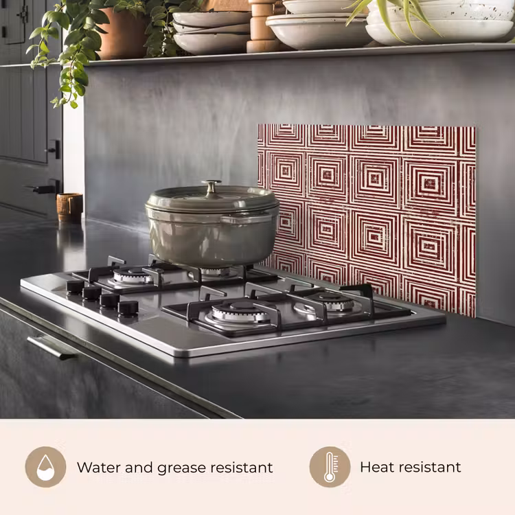 Kitchen splashback for hob - Geometric - Pattern - Red — 2
