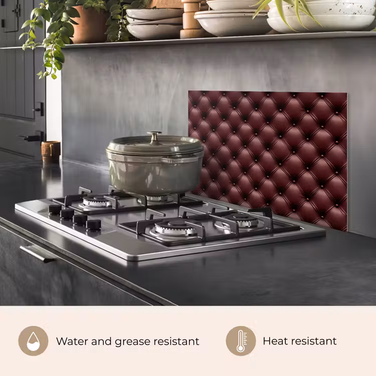 Kitchen splashback for hob - Leather - Pattern - Bordeaux — 2