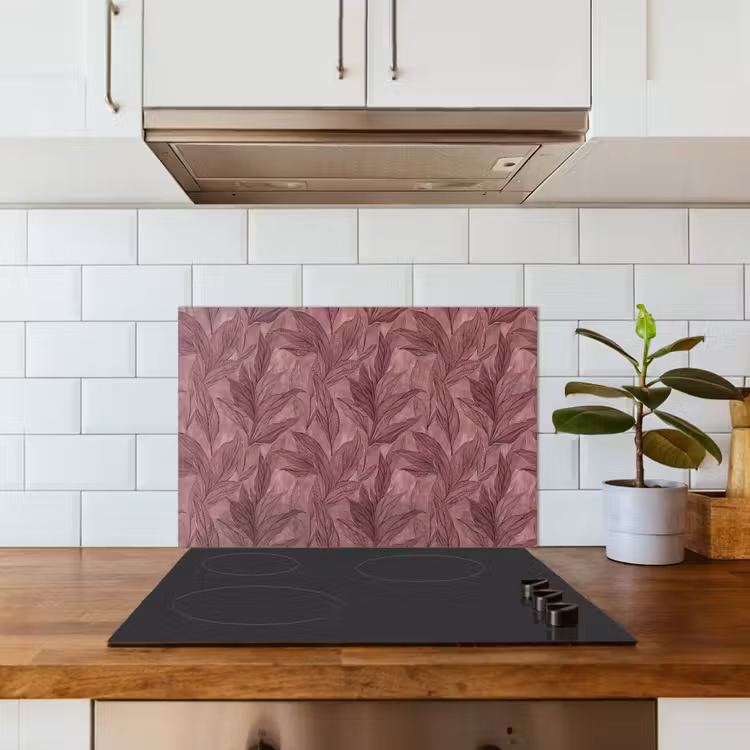 Kitchen splashback for hob - Leaves - Pattern - Purple — 3