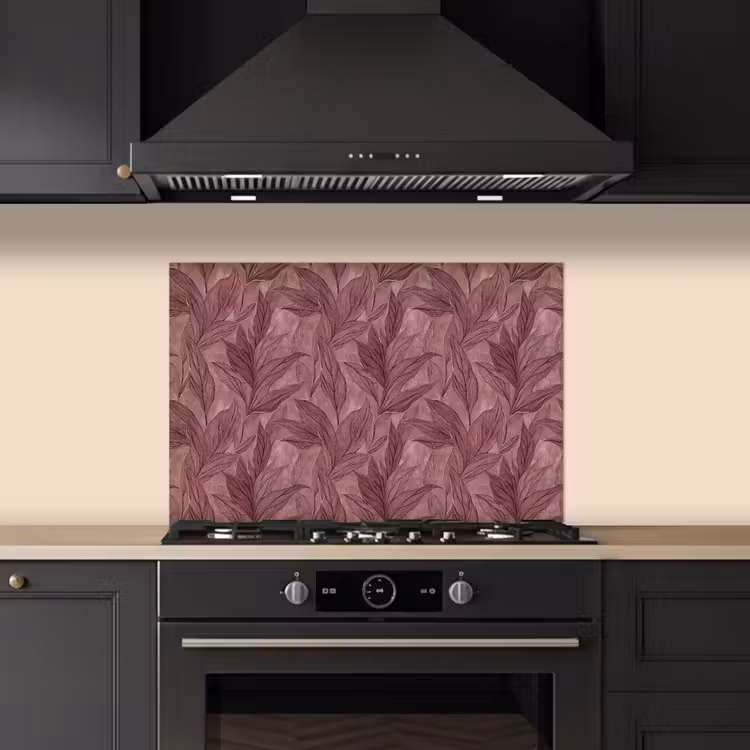 Kitchen splashback for hob - Leaves - Pattern - Purple — 5