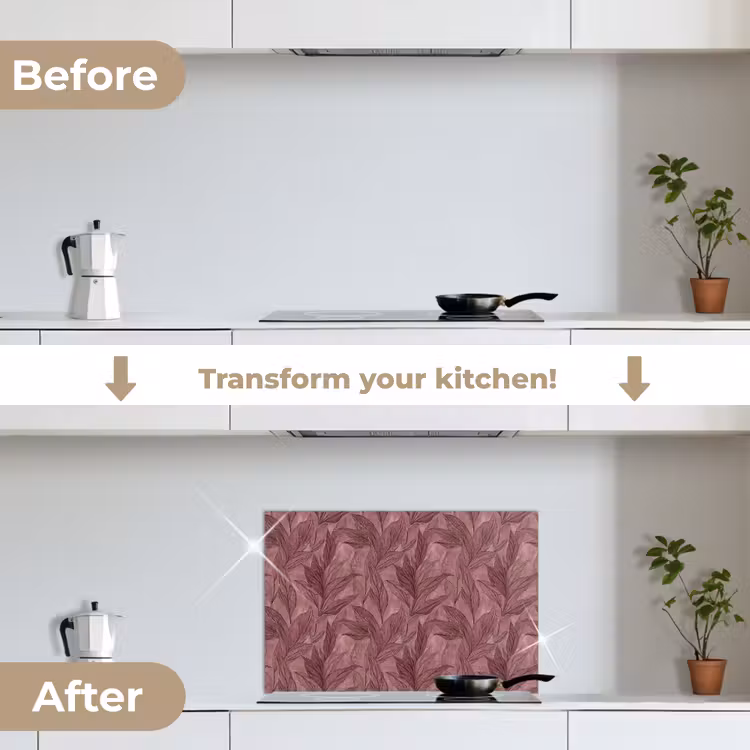 Kitchen splashback for hob - Leaves - Pattern - Purple — 7