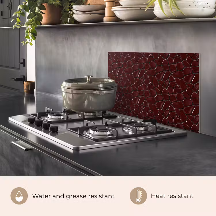 Kitchen splashback for hob - Mosaic - Tile - Bordeaux red — 2