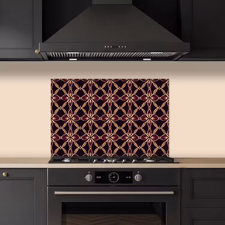 Kitchen splashback for hob - Symmetrical - Tile - Burgundy — 5