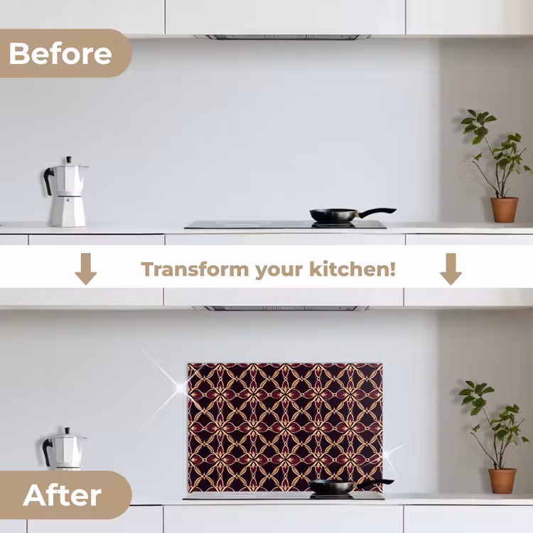 Kitchen splashback for hob - Symmetrical - Tile - Burgundy — 7