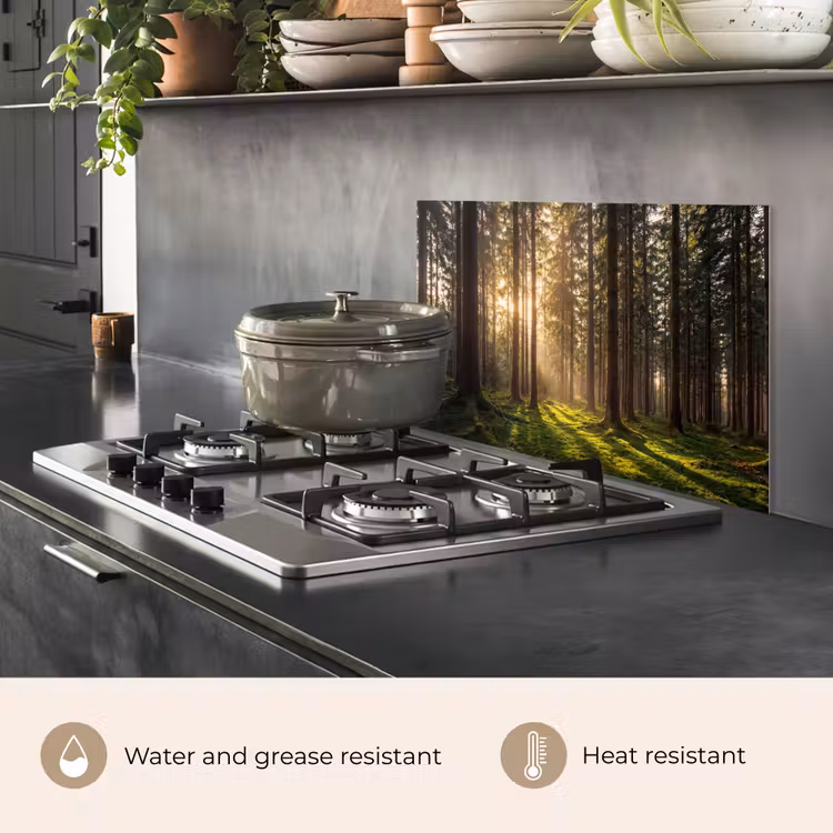 Kitchen splashback for hob - Forest - Grass - Sunlight — 2