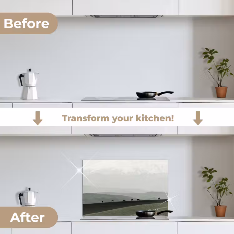 Kitchen splashback for hob - Gray - Mountain - Horses — 7