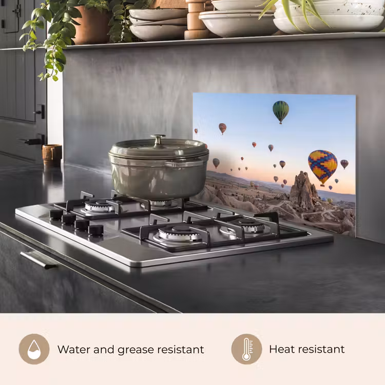 Kitchen splashback for hob - Hot air balloons - Rocks - Sunrise — 2
