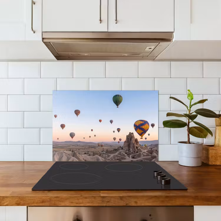 Kitchen splashback for hob - Hot air balloons - Rocks - Sunrise — 3