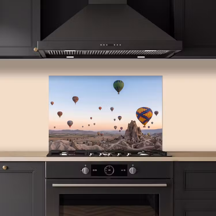 Kitchen splashback for hob - Hot air balloons - Rocks - Sunrise — 5