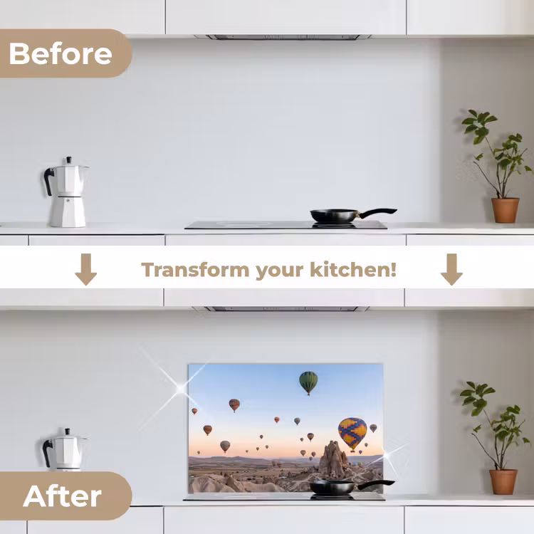 Kitchen splashback for hob - Hot air balloons - Rocks - Sunrise — 7