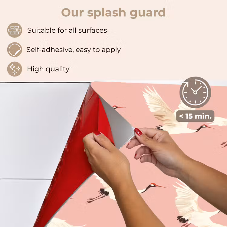 Kitchen splashback for hob - Modern - Cranes - Pink — 4