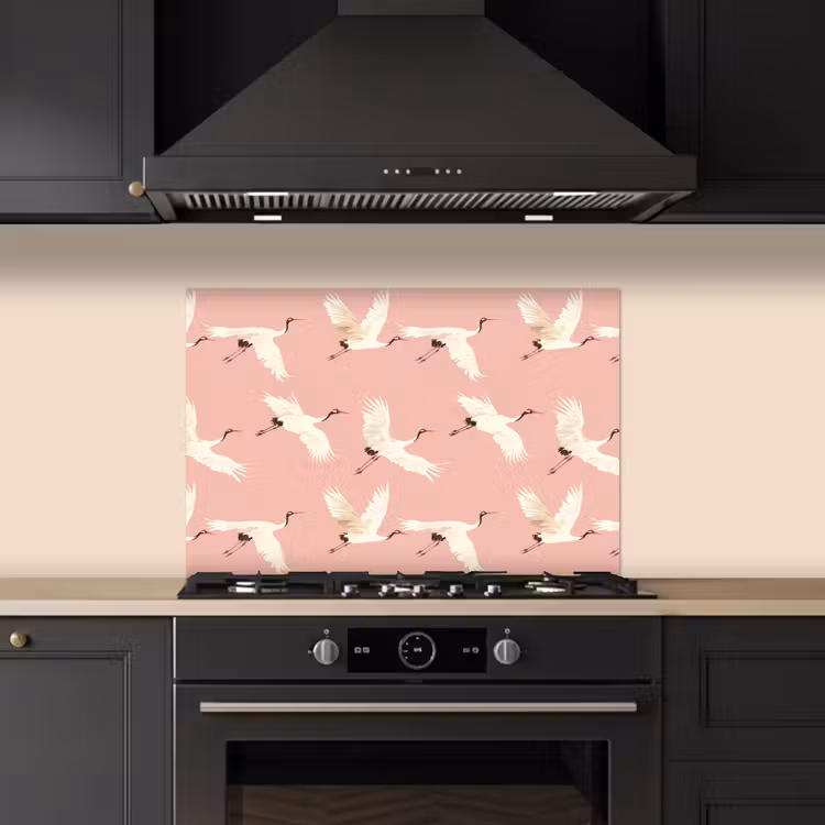 Kitchen splashback for hob - Modern - Cranes - Pink — 5