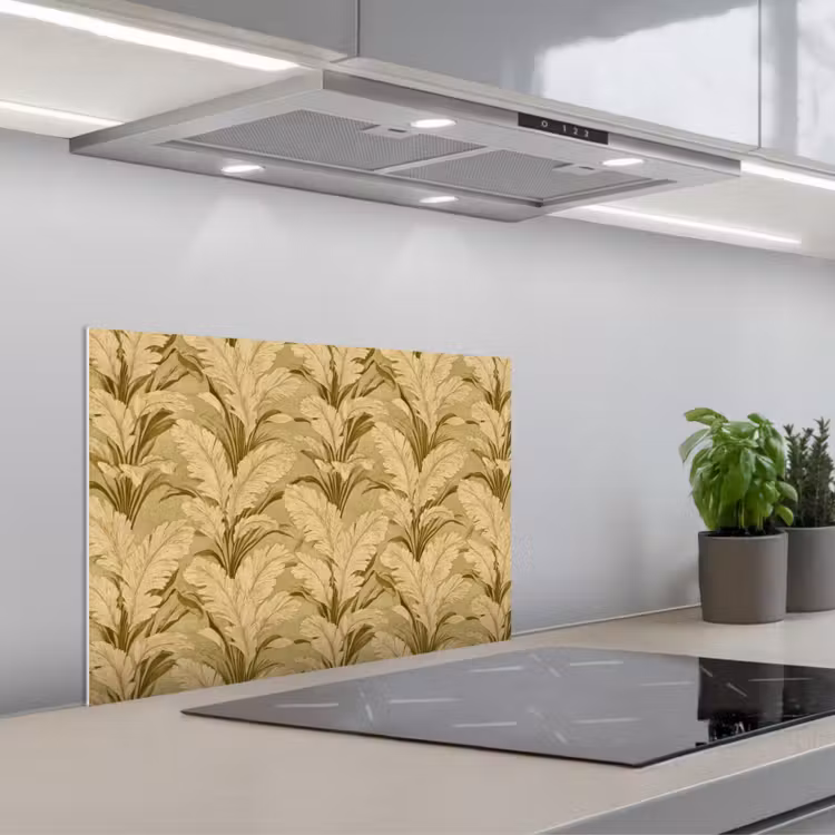 Kitchen splashback for hob - Palm leaves - Classic - Green — 1