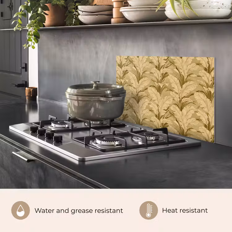 Kitchen splashback for hob - Palm leaves - Classic - Green — 2