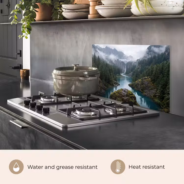 Kitchen splashback for hob - Waterfall - Trees - Mountains — 2