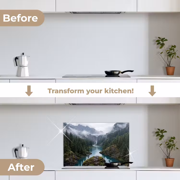 Kitchen splashback for hob - Waterfall - Trees - Mountains — 7