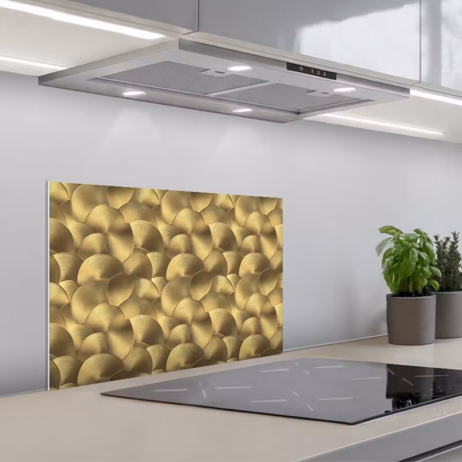 Kitchen splashback for hob - Modern - Circle - Gold — 1
