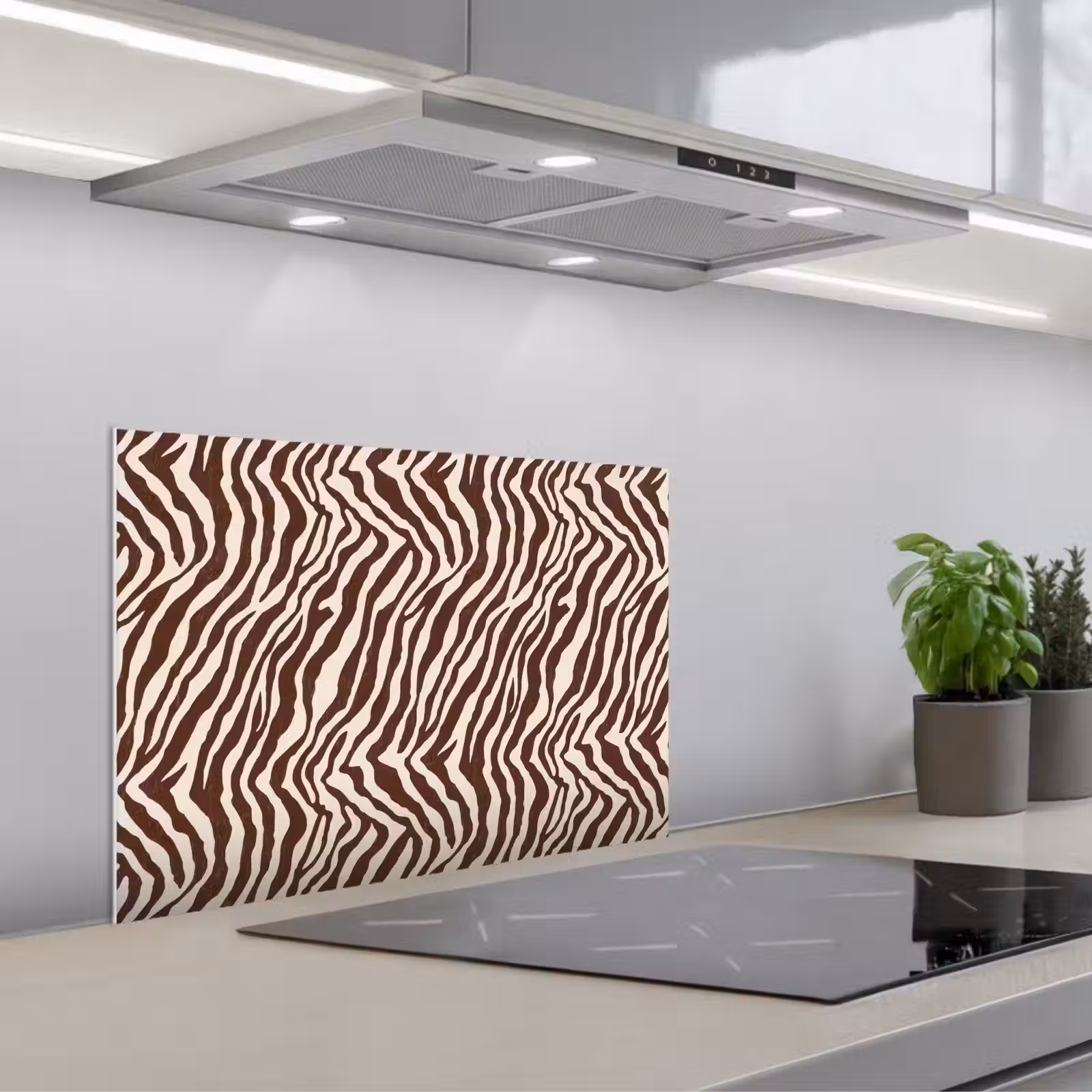 Kitchen splashback for hob - Zebra - Pattern - Black - White — 1