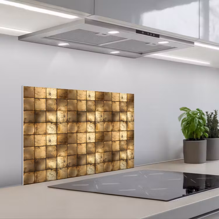 Kitchen splashback for hob - Geometric - Tiles - Gold — 1