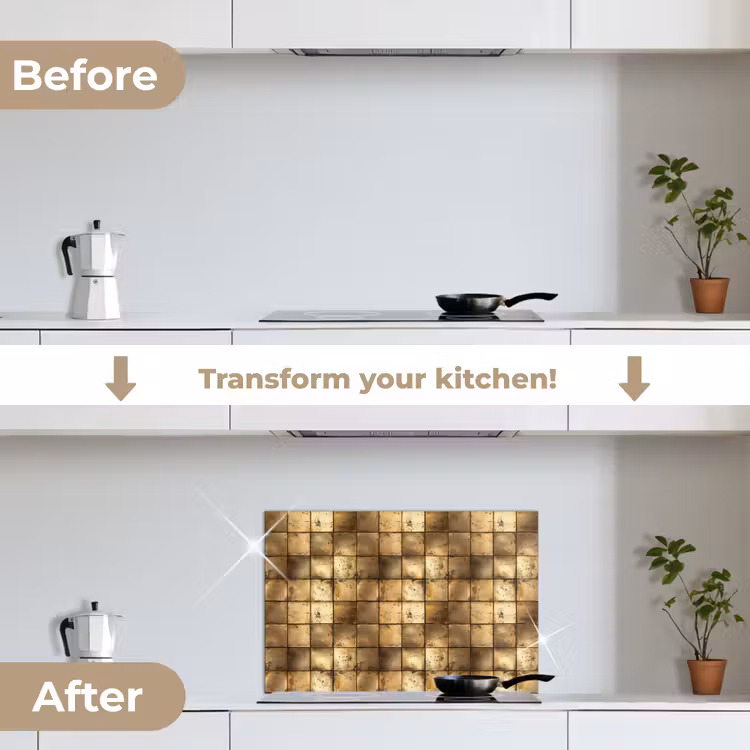 Kitchen splashback for hob - Geometric - Tiles - Gold — 7