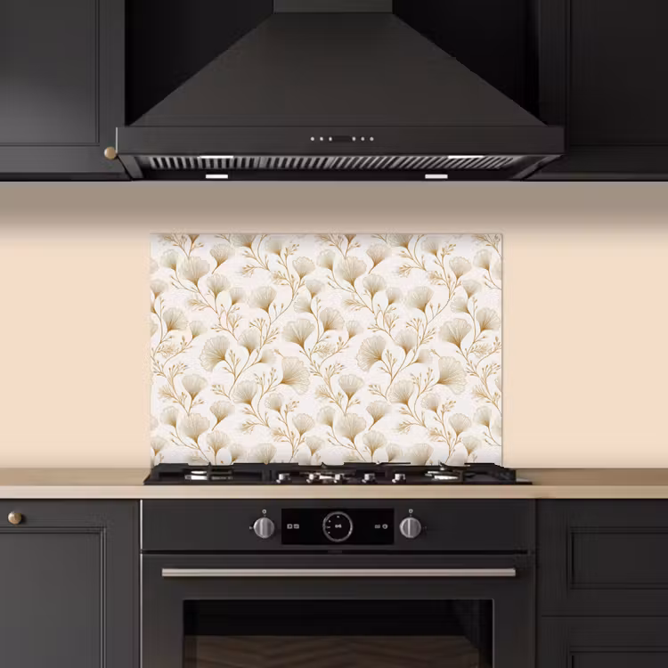 Kitchen splashback for hob - Ginkgo - Branches - Gold — 5