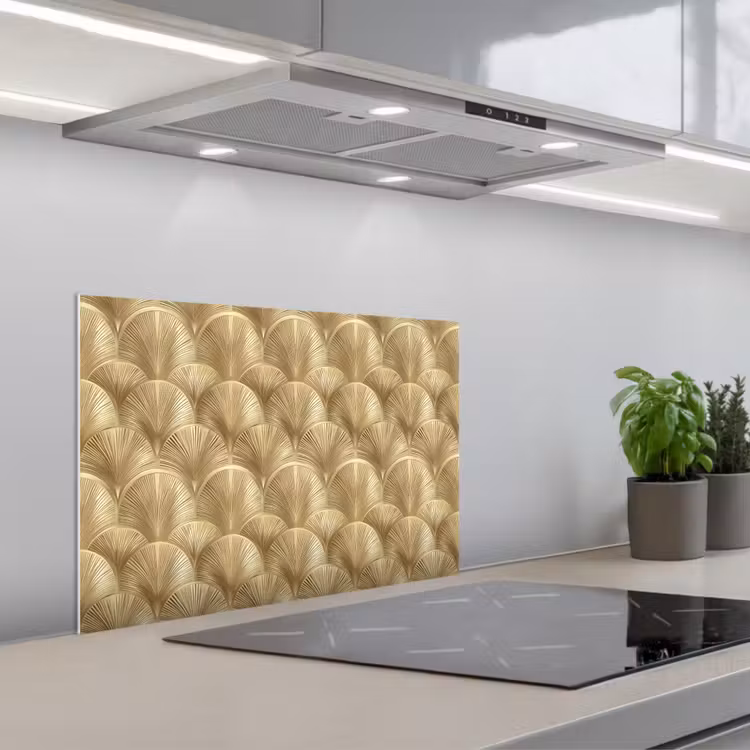 Kitchen splashback for hob - Pattern - Fan - Gold — 1