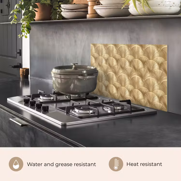 Kitchen splashback for hob - Pattern - Fan - Gold — 2