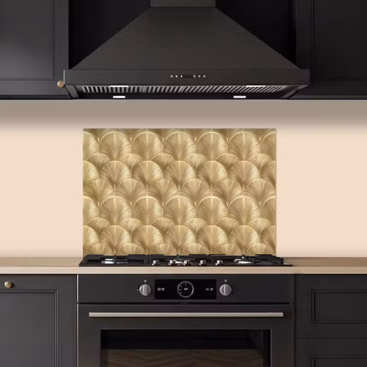 Kitchen splashback for hob - Pattern - Fan - Gold — 5